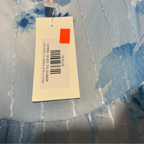 My Story Womens Dress Blue Floral Maxi Long Dress Medium Spaghetti Straps NWT - Picture 8 of 8